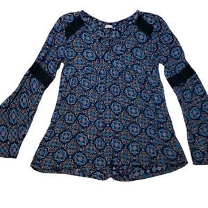 HOLLISTER Top, Aqua Navy Blouse, long sleeve, XS